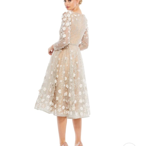 MAC DUGGAL floral embellished midi dress / full skirt - Picture 2 of 3